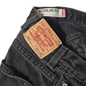 VTG Levi Strauss 505 Mens 36x28 Black Regular Fit Y2K Straight Leg Denim Jeans
